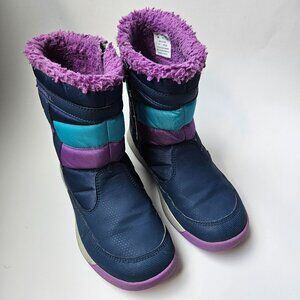 Merrell Alpine Winter Puffer Snow Boots Girls Waterproof Warm Blue Purple Size 1